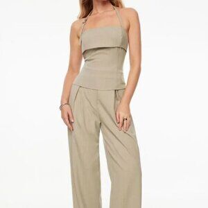 NWT Pinstripe Halter Top Beige